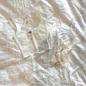 H&M white dainty corset top and satin lingerie